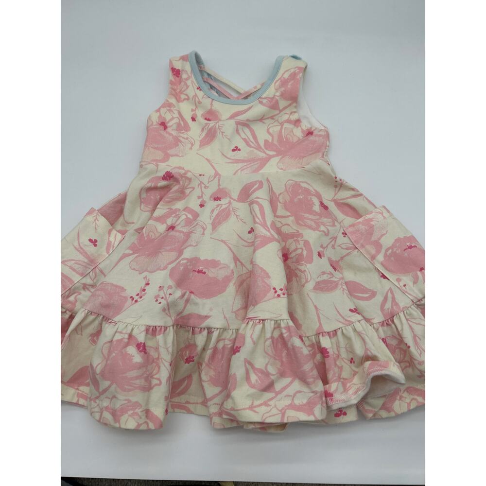 SweetHoney Floral Dress 2T Pink Cream Ruffle Twirl Cotton Stretch Toddler